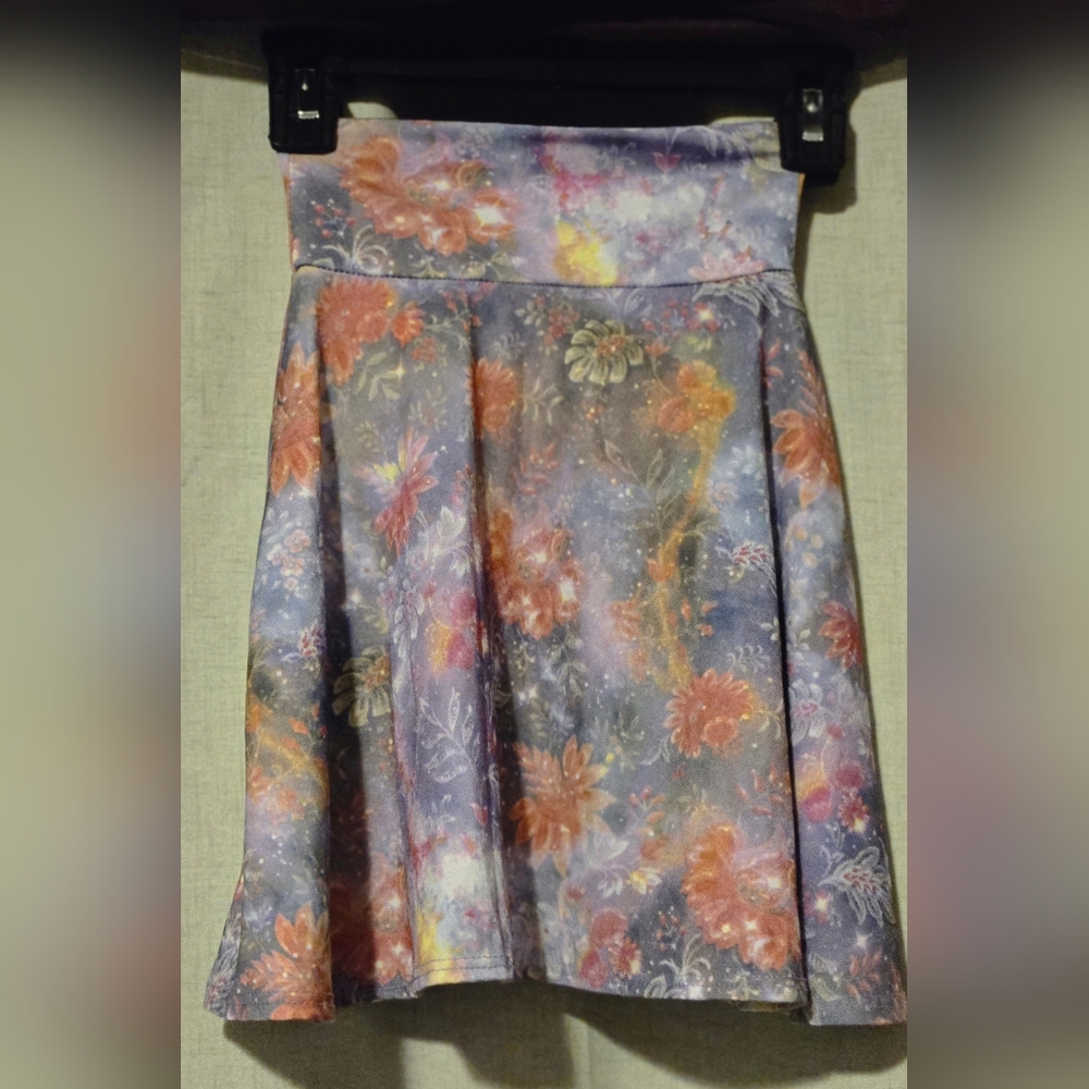 Lularoe Floral Azure Skirt Little Girls Size2